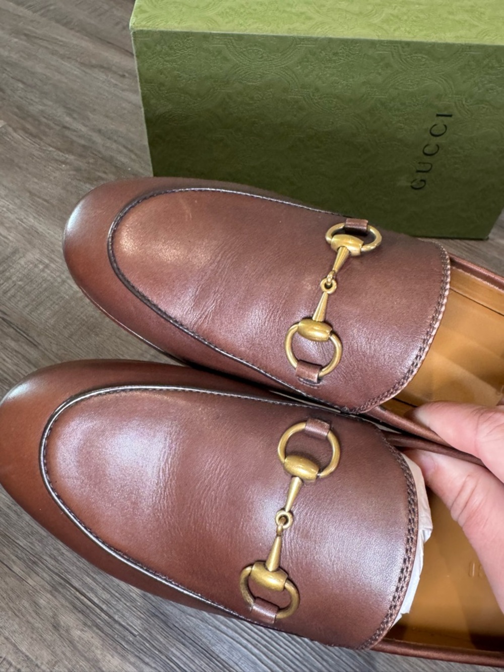 Gucci Jordaan Horsebit Leather Loafers in Brown - Picture 12 of 16